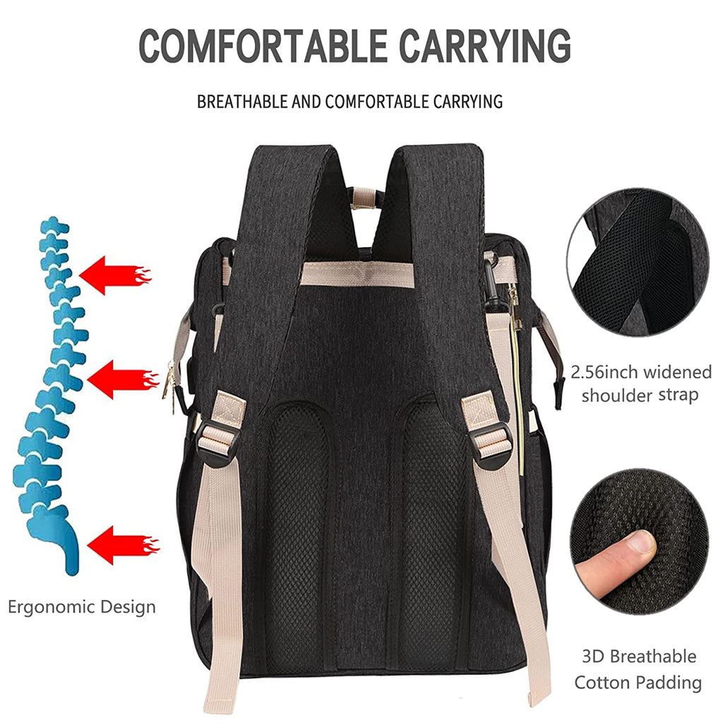 Baby Diaper Bag Backpack with Changing Station, Baby Registry Search Shower Gifts, Baby Bags for Boy Girl, New Mom Gifts for Women, Large Capacity, USB Port,Black