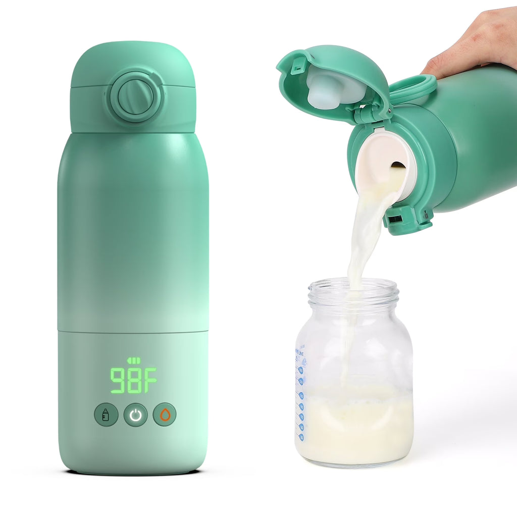 Ultimate Portable Baby Bottle Warmer - Dual Heating Modes for Perfect Feeding Temperature, 12 OZ Capacity in Green
