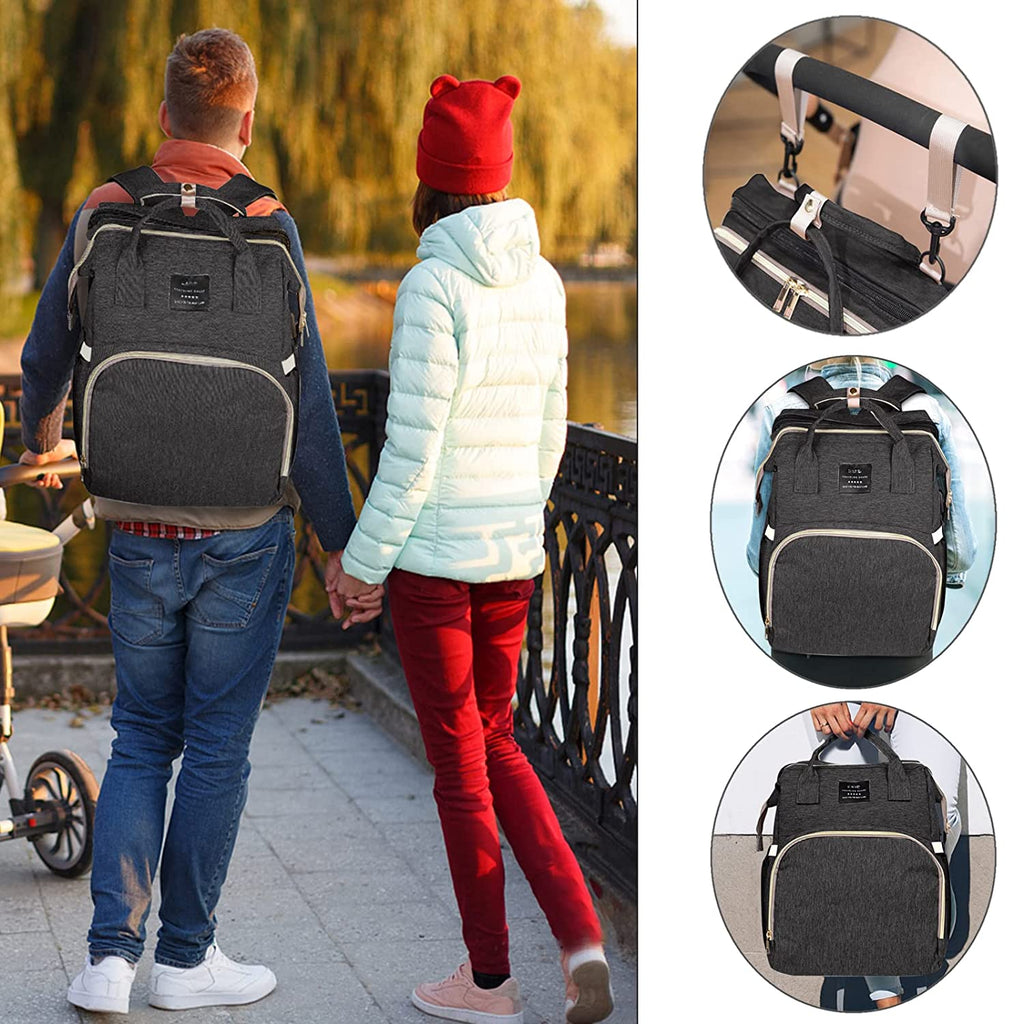 Baby Diaper Bag Backpack with Changing Station, Baby Registry Search Shower Gifts, Baby Bags for Boy Girl, New Mom Gifts for Women, Large Capacity, USB Port,Black