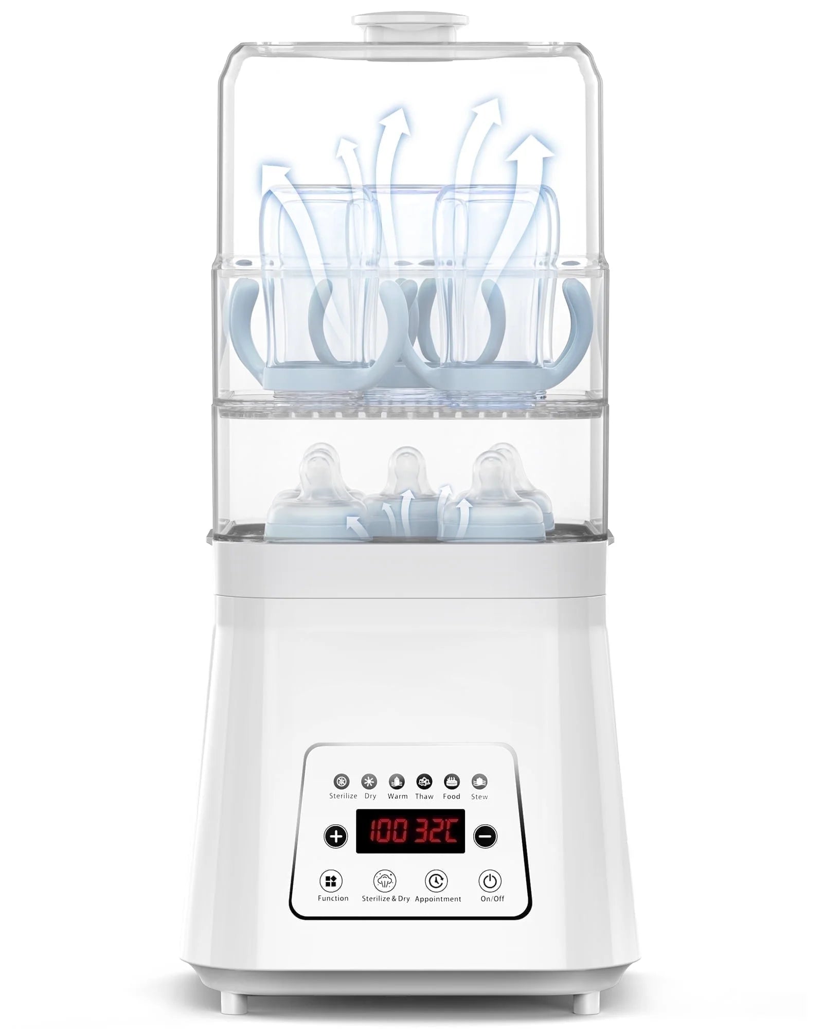 8-in-1 Baby Bottle Sterilizer and Dryer: Electric Steam Sanitizer, Warmer, and Food Prep.