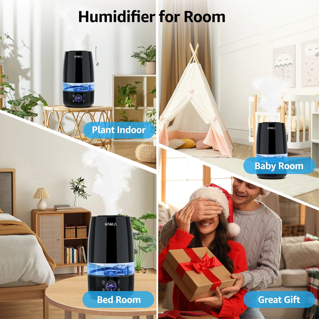 4.5L Humidifier for Room - Quiet, Auto Humidity Control, Essential Oil Diffuser, 40H Runtime, Top Fill, Easy Clean, Anti-Leak