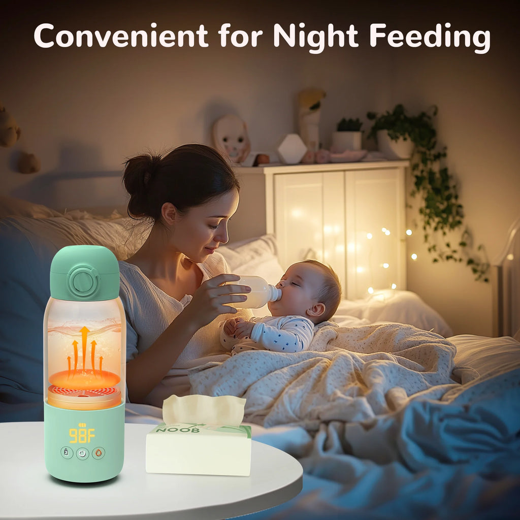 Ultimate Portable Baby Bottle Warmer - Dual Heating Modes for Perfect Feeding Temperature, 12 OZ Capacity in Green
